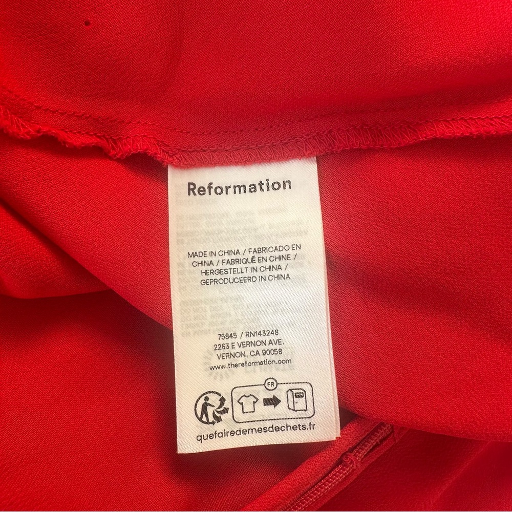 Reformation Ondine Short Sleeve Mini Dress Lipstick Bright Red Size 6 NWT - Picture 15 of 16